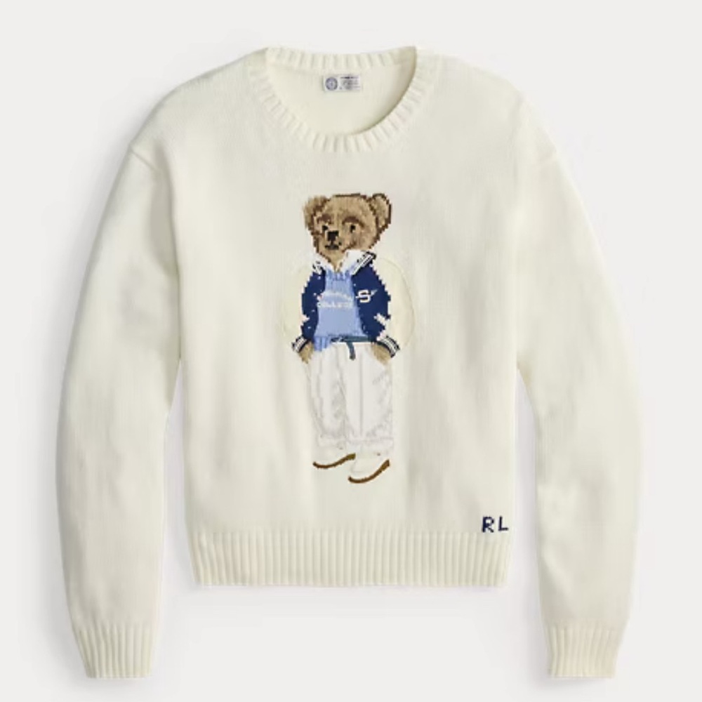 NWT Polo Ralph Lauren Spelman College Crewneck Bear Sweater XS - Picture 3 of 6